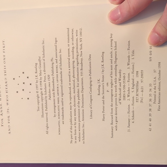 Harry Potter and the Sorcerer's Stone Hardcover Book Year 1, First Edition 1998 - Picture 11 of 12